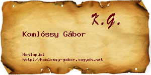 Komlóssy Gábor névjegykártya
