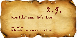 Komlóssy Gábor névjegykártya